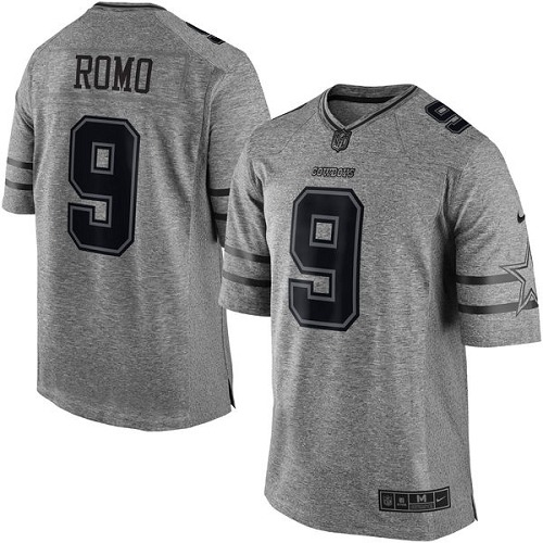 Men's Limited Tony Romo Nike Jersey Gray - #9 Gridiron NFL Dallas Cowboys